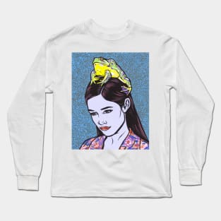 Comic Girl With Frog Long Sleeve T-Shirt